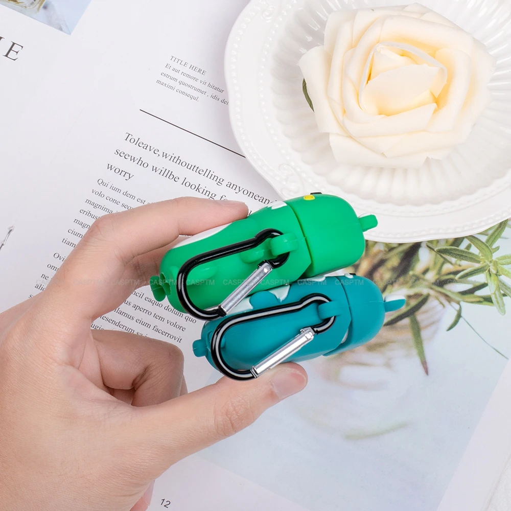 Мягкий силиконовый чехол из ТПУ с рисунком динозавра для Airpods 1, 2, чехол для AirPods 1 с крюком, защитный противоударный чехол для наушников