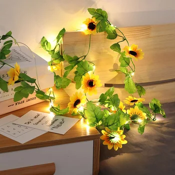 

Led Rattan Flower Light String Simulation Sunflower Light String Suspension, Plant, Garden, Wedding, Thanksgiving Decoration