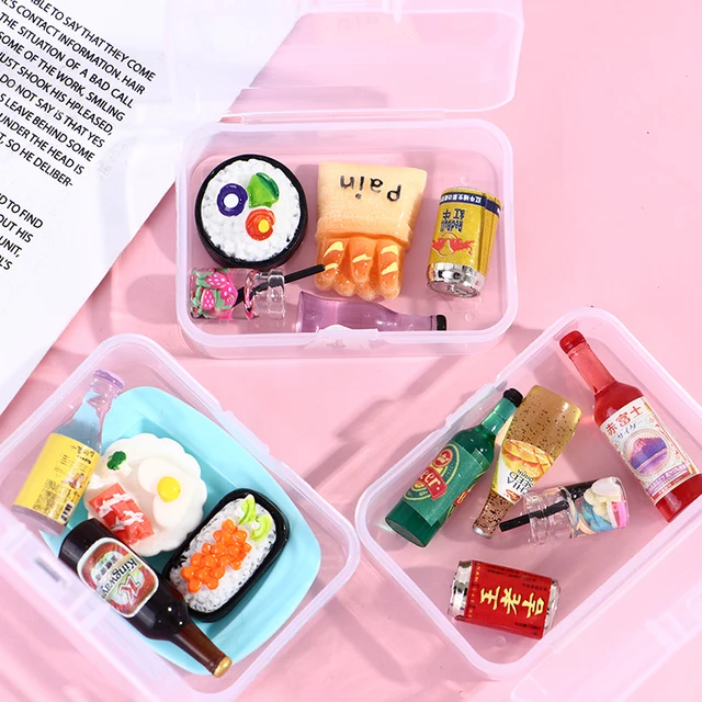 5PCS 1:12 Scale Cute Mini Dollhouse Miniature Drink Bottle Cake Desserts Bento Food Pretend Play Food Toy Kitchen Accessories 3