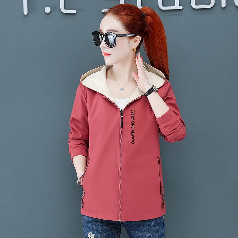 

Spring and Autumn Jacket Women Long-sleeve Stand Collor Double Side Korean Coats Female Outwear Fall Coats and Jackets Women