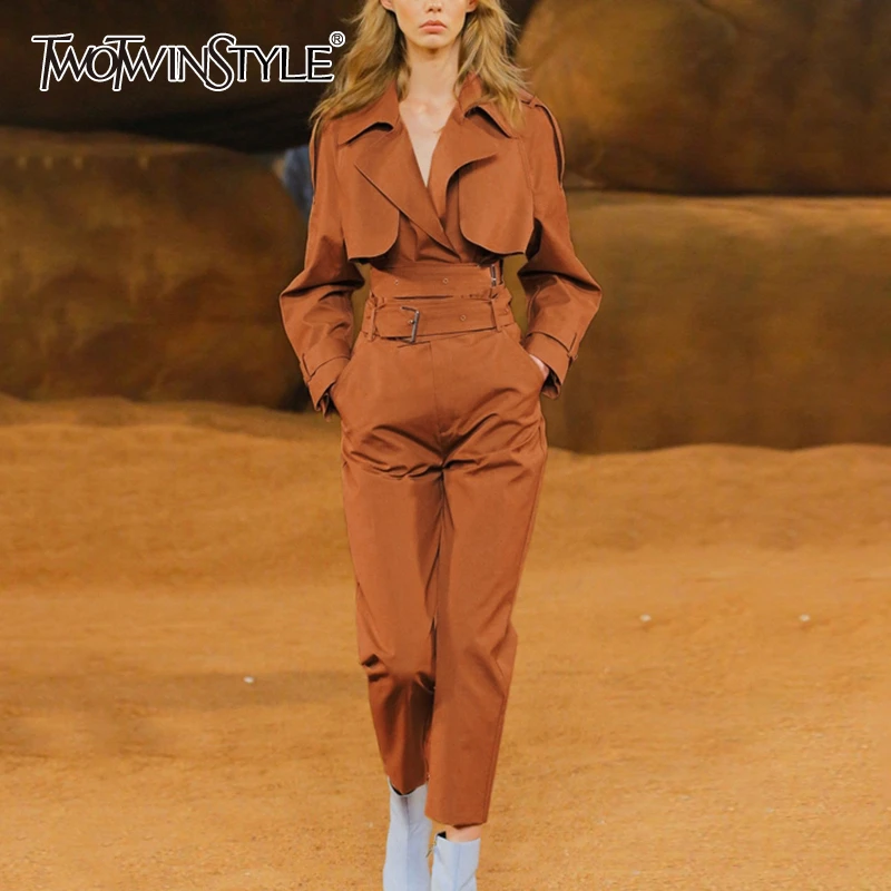 Женский комплект из двух предметов TWOTWINSTYLE пальто с отложным воротником и