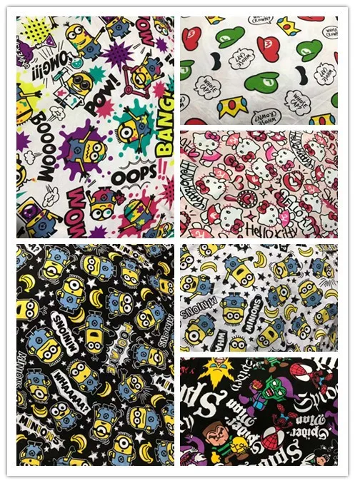 50x170 см Миньоны Super Mario Bros трикотажная хлопчатобумажная ткань для шитья своими руками Лоскутная рубашка для девочек и мальчиков одежда для малышей