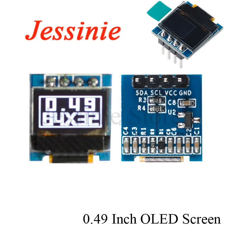 Modulo Display OLED Da 0,49 Pollici 64x32 64*32 Schermo Da 0,49" I2C IIC Super Luminoso Per Arduino AVR STM32 Bianco - Foto 13
