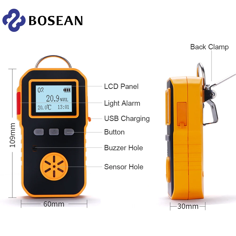 Bosean-プロフェッショナル酸素検出器,ポータブル,ガスおよび光振動モニター,0-30%