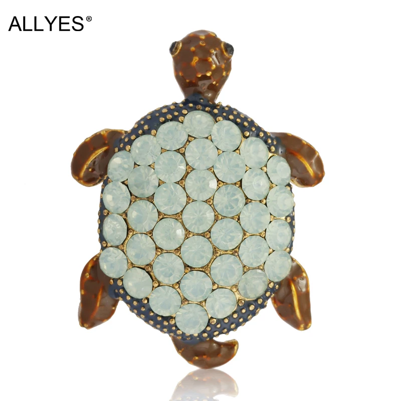 ALLYES большие стразы морская брошь с черепахой булавка для женщин блестящий шарф