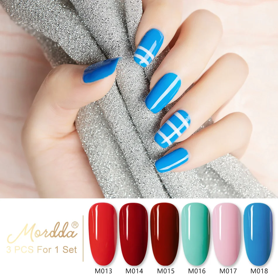 6 PCS Set-03 MORDDA набор гель-лаков для маникюра Полупостоянный цвет верхнее покрытие УФ светодиодный Гель-лак для ногтей впитываемый художественный Гель-лак для ногтей - Цвет: 6 PCS Set-03