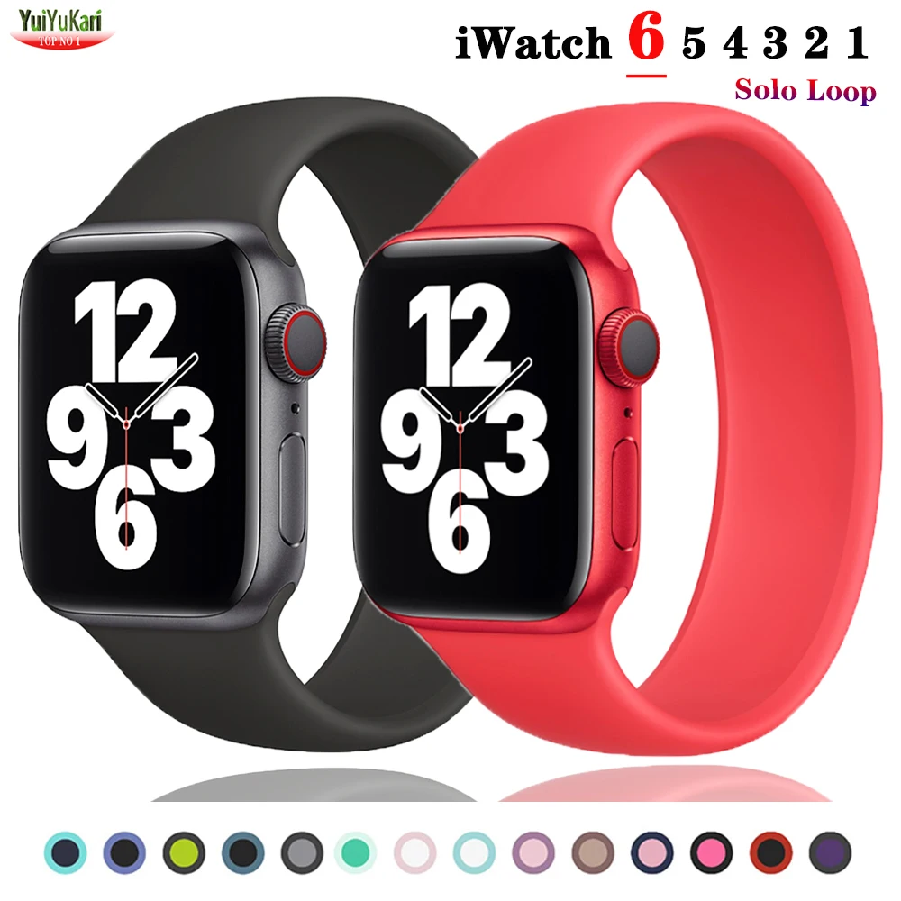 

Strap for Apple Watch Band 44mm 40mm iWatch bands 38mm 42mm Belt Silicone bracelet watchbands for series 6 5 4 3 2 SE Solo Loop