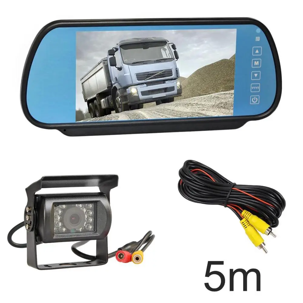 DIYKIT проводной " зеркало монитор автомобиля водонепроницаемый ИК ночного видения CCD заднего вида автомобиля камера для грузовика Караван Автобус Ван - Название цвета: 5m