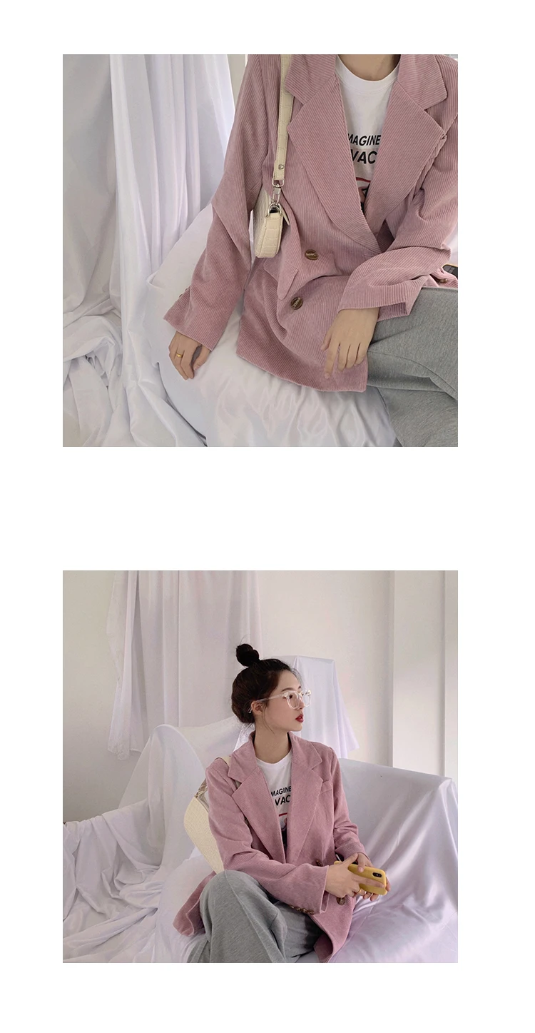 Heydress шикарный вельветовый Женский блейзер свободный двубортный пиджак женский костюм пальто женская верхняя одежда blaser femininas