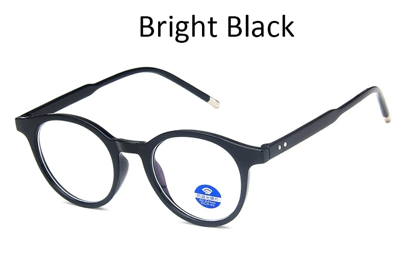 Bright Black Ретро Круглые Голубые легкие очки для мужчин и женщин прозрачные женские прозрачные очки винтажные заклепки брендовые оправы для очков для женщин - Цвет оправы: Bright Black