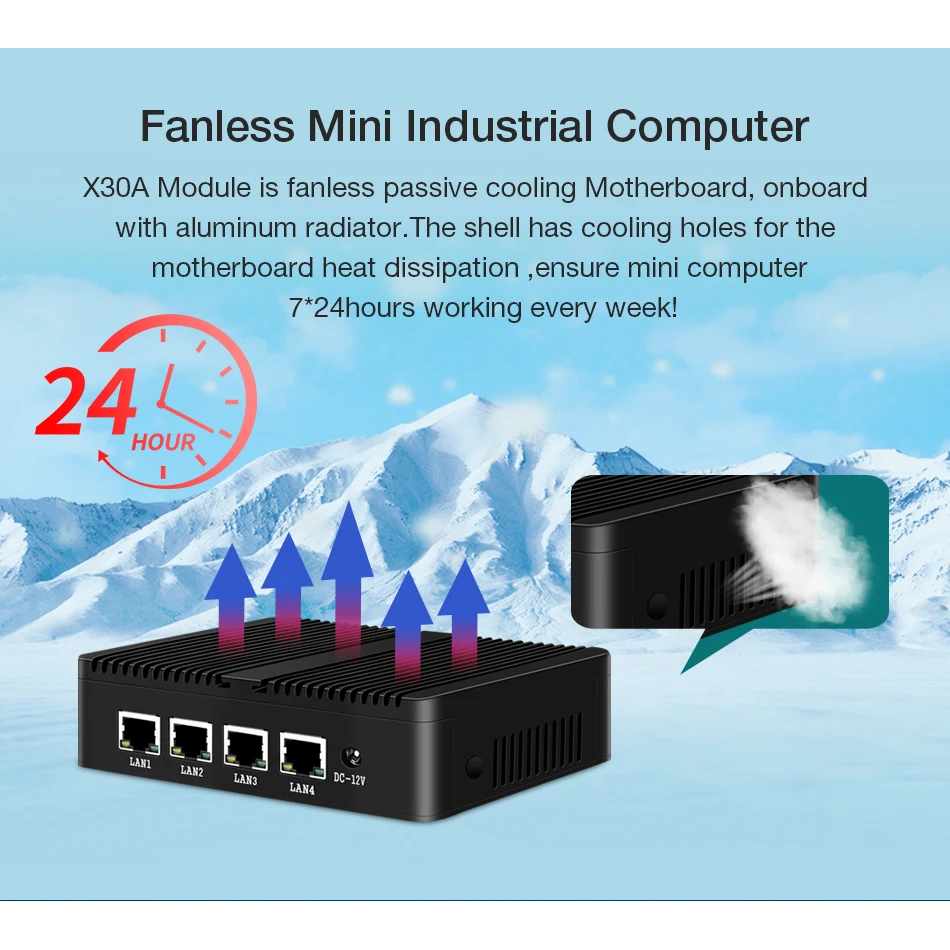 Безвентиляторный мини-ПК pFsense Windows Celeron J1900 N2810 Четырехъядерный 4 гигабитный сетевой маршрутизатор 4* RJ45 Wifi промышленный Мини компьютер
