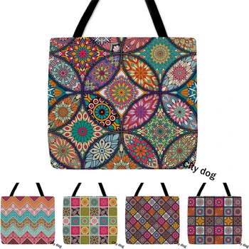 

Bohemian Style Print Bible Mandala Decorative Ladies Shoulder Bag Bags Fabric Reusable Shopping Bag