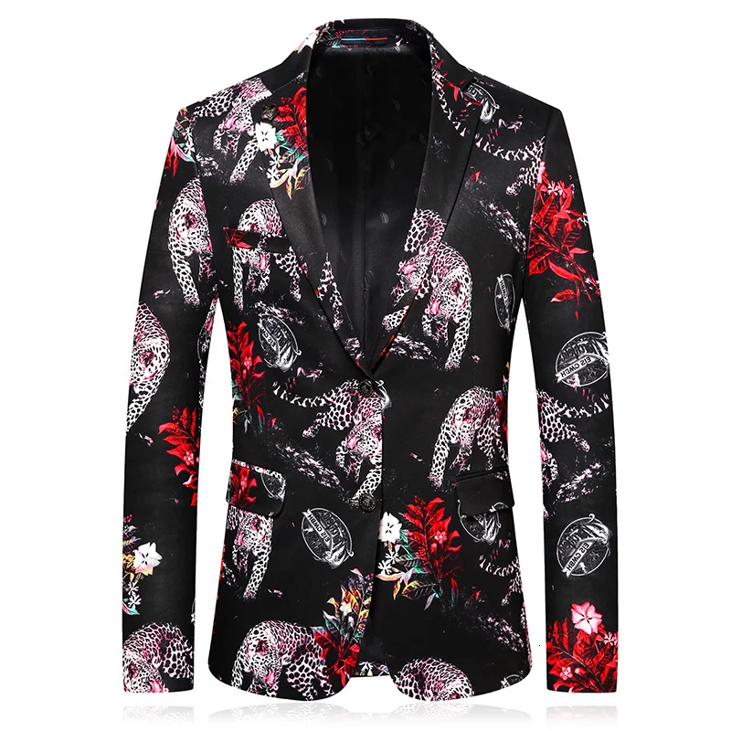 

Designer Blazer For Men Animal Printing Hombre Mens Flowers Terno Social Club Outfits Burgundy Blazers Masculino Pattern