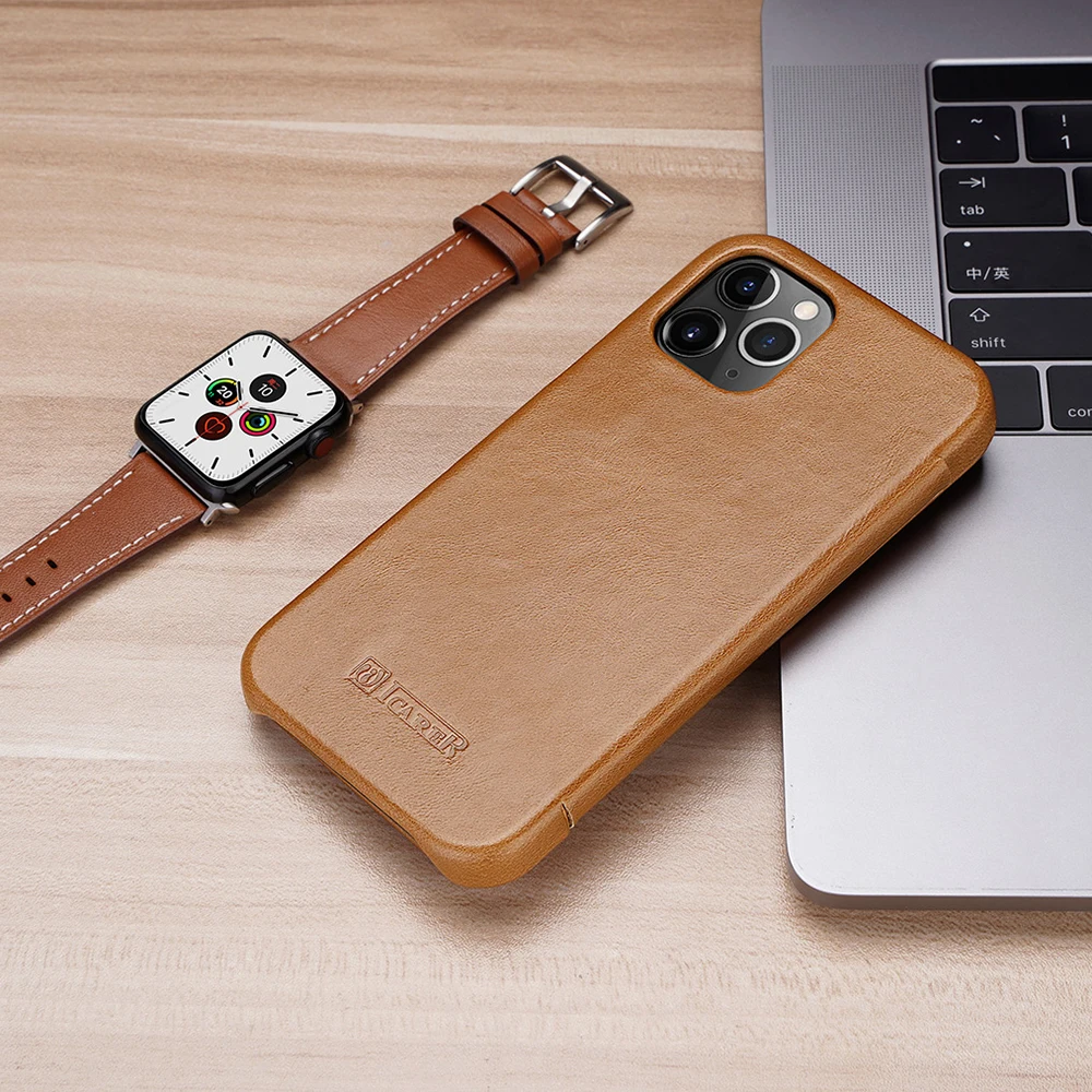 Оригинальный флип чехол iCarer из натуральной кожи в стиле ретро для Apple iPhone 11 12 Mini Pro