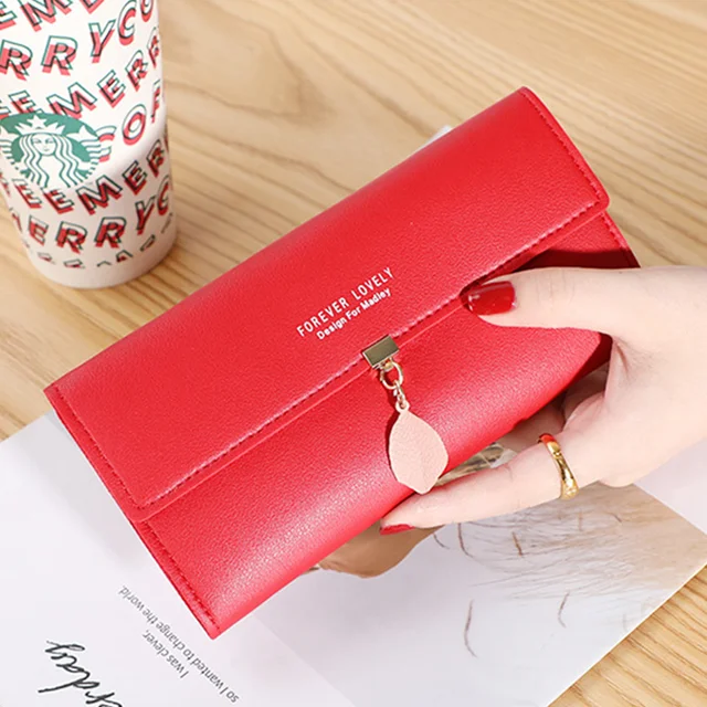 Long Women's Wallet Female Purses Tassel Card Holder Wallets Female PU Leather Clutch Money Bag Pu Leather Wallet Style 3--Color 16