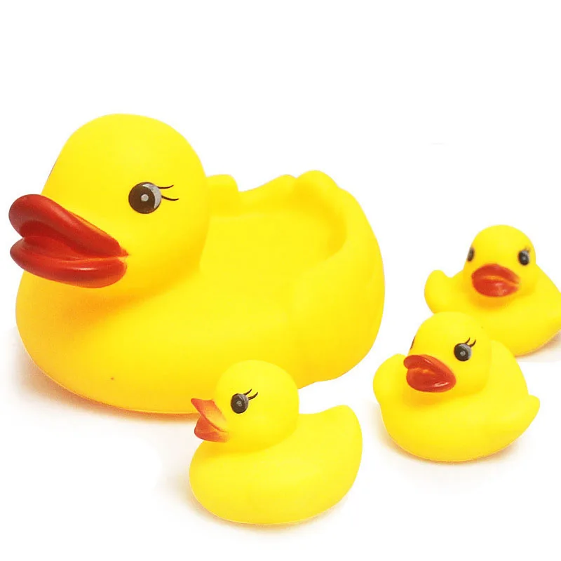 

4Pcs/set Baby Bath Rubber Duck Toy Water Floating Swimming Ducks Bath Toys for Kids Squeeze Sound Squeaky Beach Pool Baby Shower