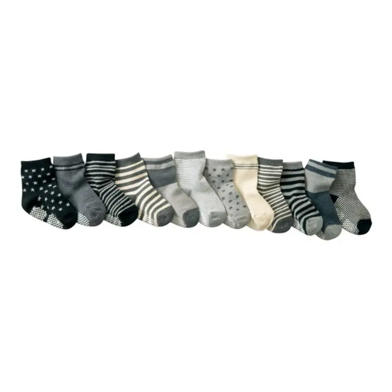 12 пар, детские Нескользящие носки для малышей, детские носки нескользящие вязаные носки до лодыжки для мальчиков и девочек, D7YD