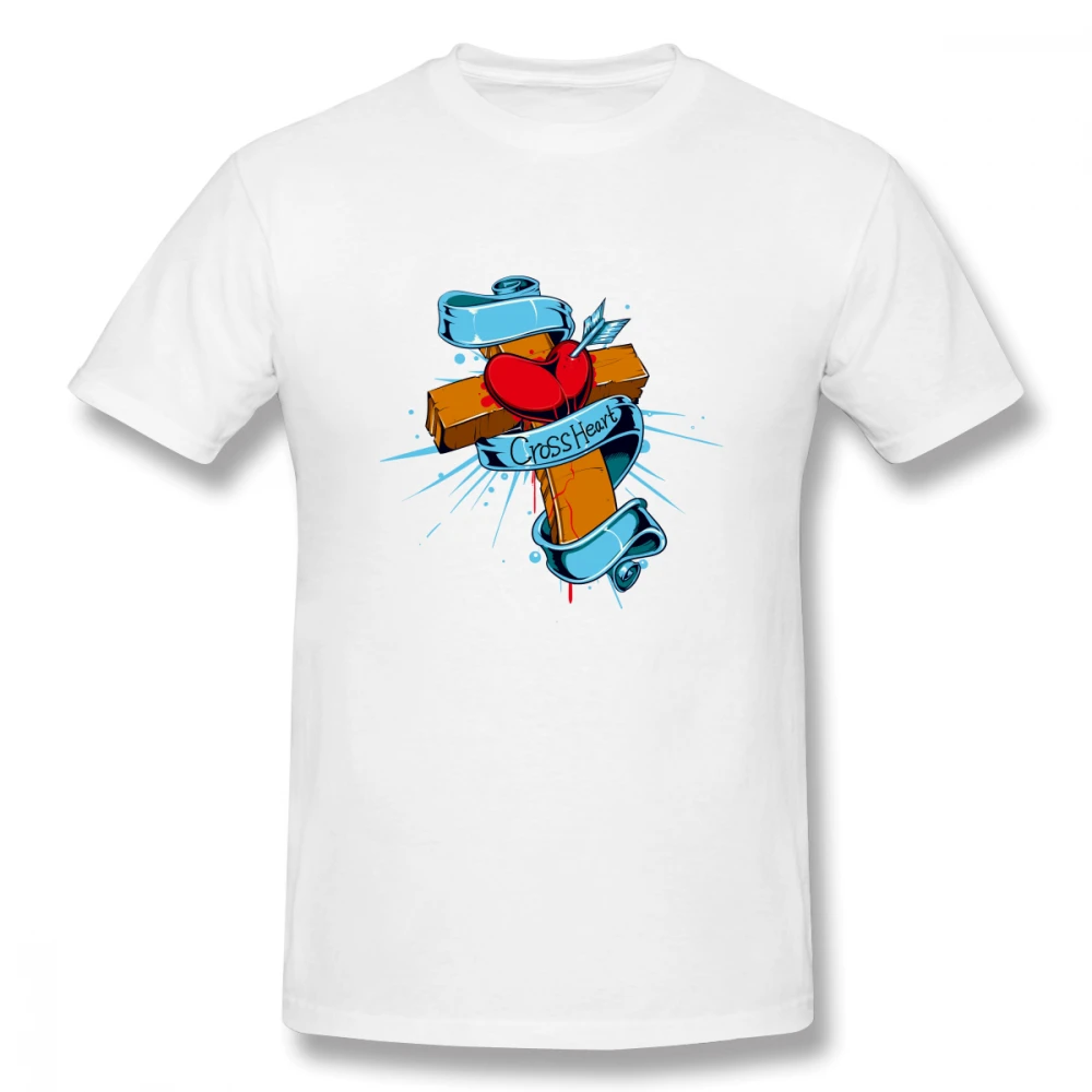 

Cross Heart Bible God Catholic Faith Casual O-Neck Men's Basic Short Sleeve T-Shirt 100% Cotton Tee Shirt Printed