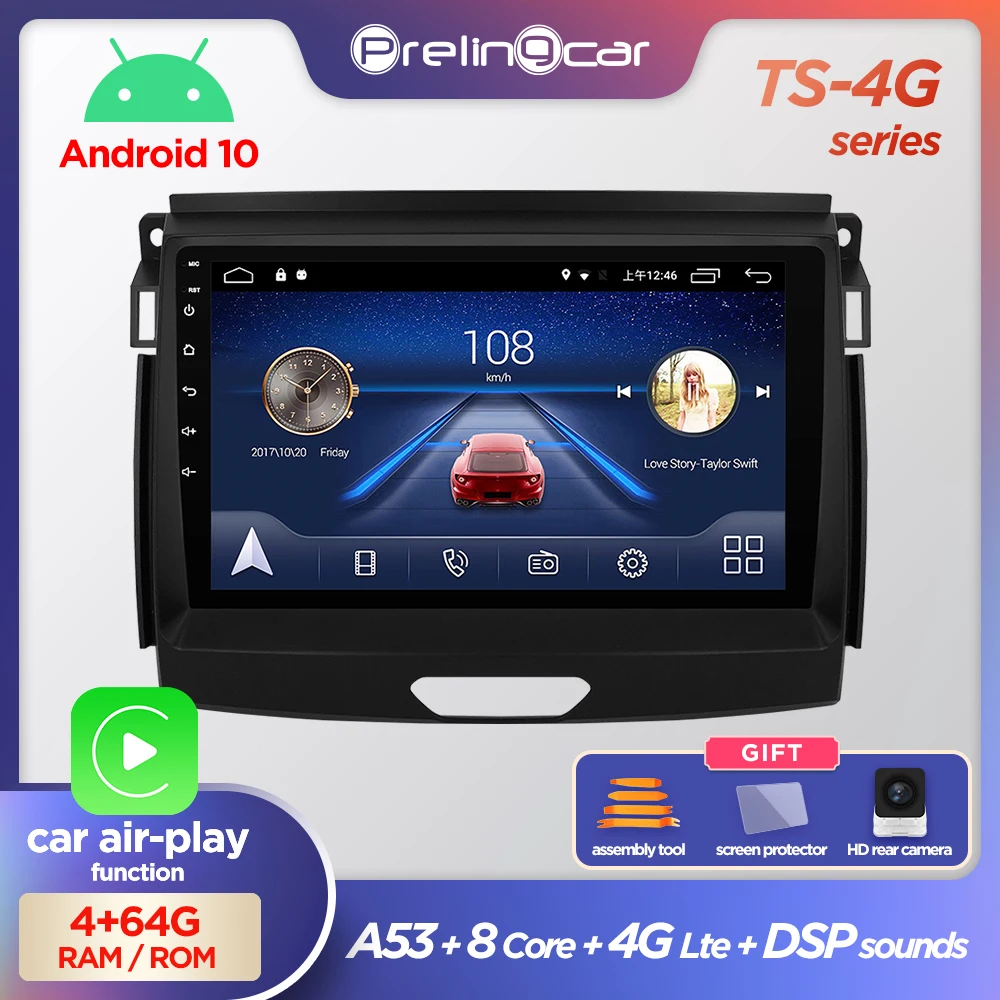 Автомагнитола Prelingcar 2 din Android 10.0NO DVD мультимедийный видеоплеер GPS навигация для Ford