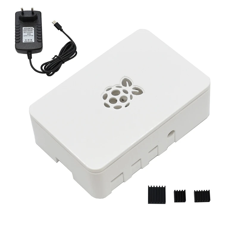 Для Raspberry Pi ABS чехол Корпус коробка V4 с радиатором+ 5 V/3a Питание для Raspberry Pi 4B