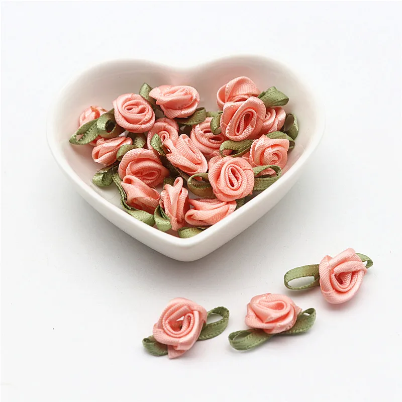 Green Leaf Rose Ribbon DIY Decoration Bowknot for Clothing Accessories (50-100pcs)
