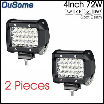 

2 pieces CE RoHS 4" inch 72W spot beam offroad truck car truck tractor LED work light bar 12V 24V for boat 4x4