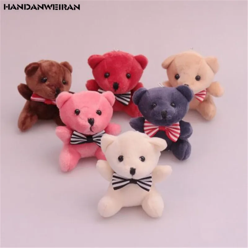 

1 PCS New 8CM Cute Colorful Striped Big Bow Tie Bear Pendant Toy Animal Pendant Christmas Gift Girl&Boys&Child HANDANWEIRAN