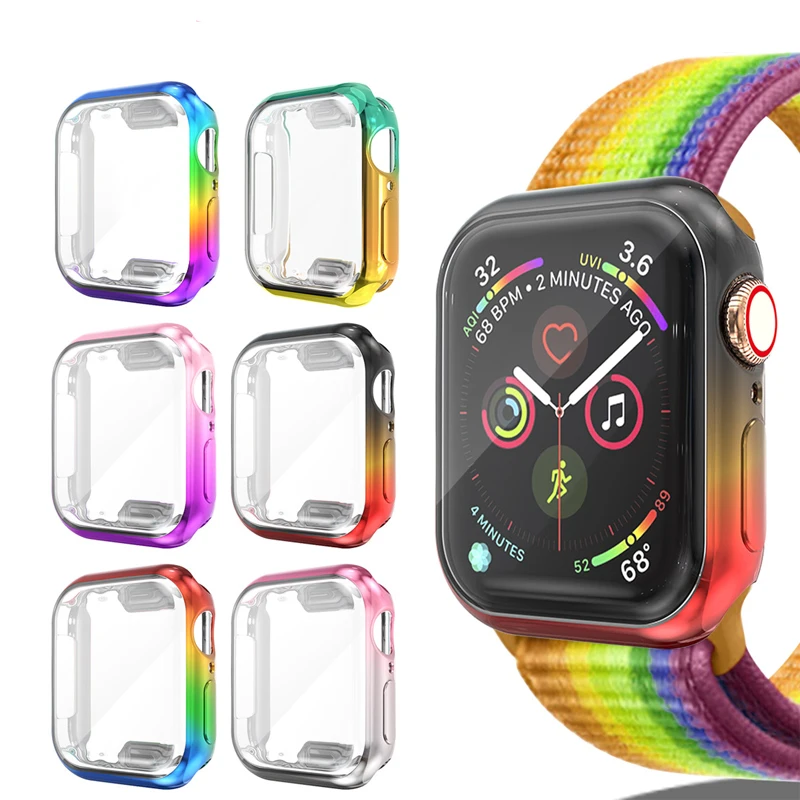 Чехол для часов для apple Watch series 5, 4, 3, 2, 1, градиентный цвет, защита экрана apple watch 40 мм, 44 мм, 42 мм, 38 мм, аксессуары