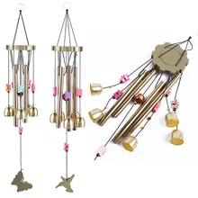 

1PC Wooden Butterfly Wind Chime Metal Aluminum 4 Tube 5 Copper Bell Ornaments Creative Home Balcony Garden Decorations