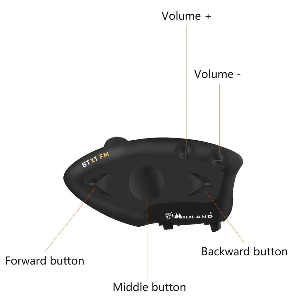Черный Прочный MIDLAND BTX1 мотоциклетная нашлемная телефонная гарнитура Hands-free Interphone FM Rider-to-Passanger домофон