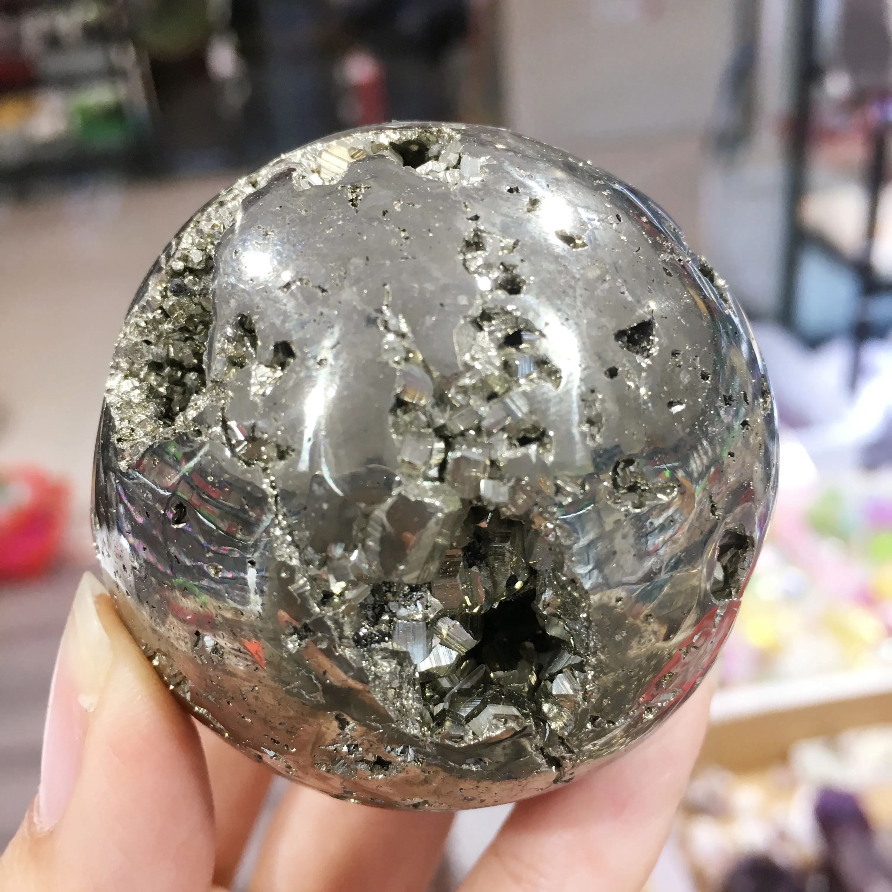 

4.5-5CM Natural pyrite geode ball Golden Iron mineral Specimens Crystals And Stones Geode Gifts