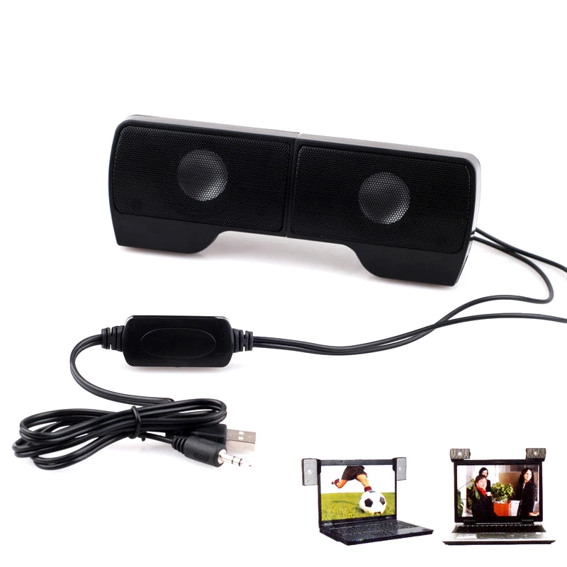 Мини Портативный USB клип на звуковая панель стерео динамик для ноутбука MP3 PC PUO88