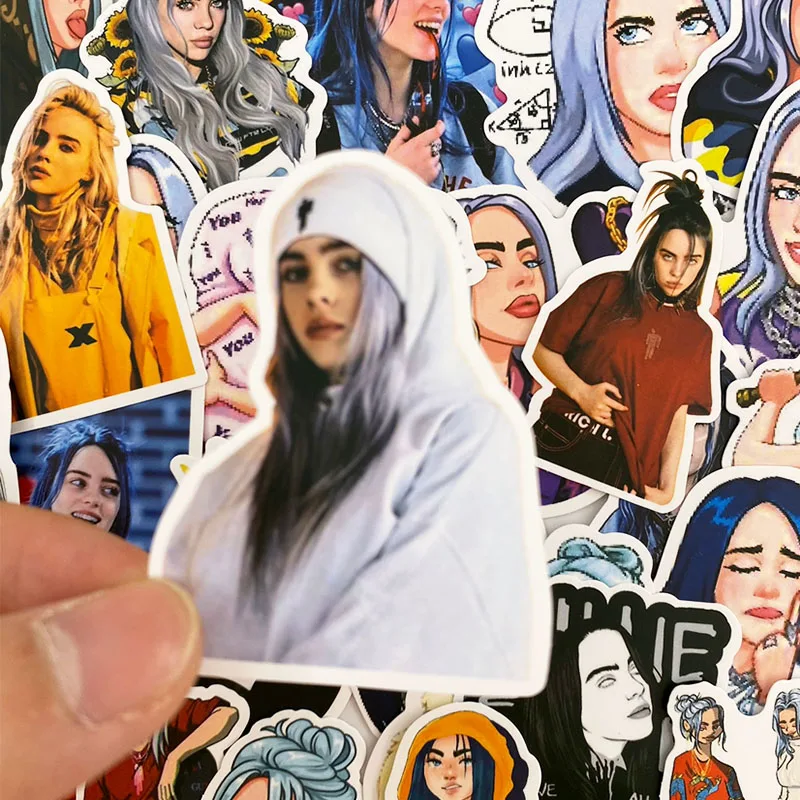50 шт. Billie Eilish мультфильм наклейки s Водонепроницаемый чемодан «сделай сам» ноутбук гитара игрушка для скейтборда прекрасный стикеры наклейка