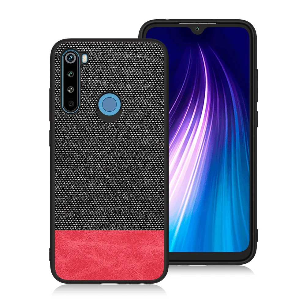 black with red Роскошный холст тканевый чехол для телефона для Xiaomi Redmi Note 8 8pro mi 9 8 тонкий, мягкий, из полиуретана край Сшивание ткань задняя ударопрочный чехол - Цвет: black with red