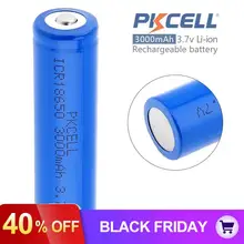 Pkcell ICR18650 3000mAh3. 7V ионно-литиевая Ёмкость Перезаряжаемые Батарея с Защита от перегрузки по току для Портативный принтеры фары