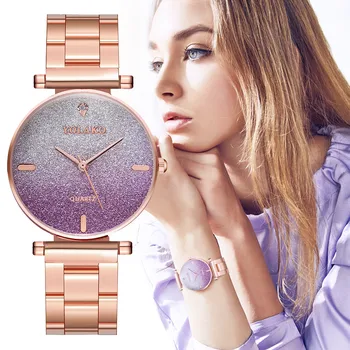 

Ladies Classic Frosted Gradient Quartz Watch Fashion Simple Dial Calendar Stainless Steel Band Quartz Watch часы женские 50*