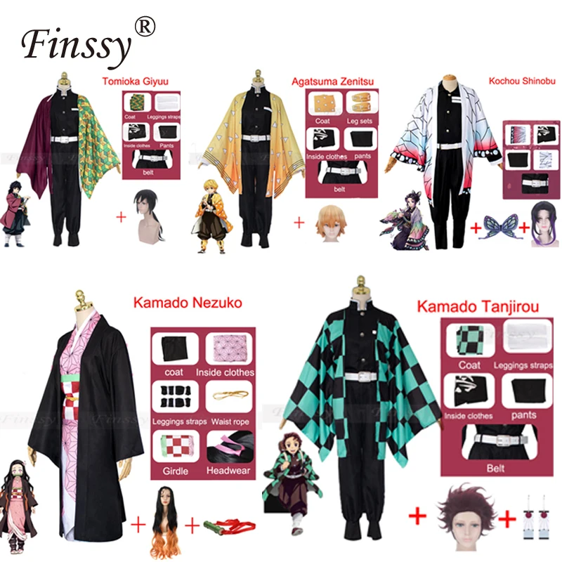 Anime Exhibition Cartoon Character Cosplay Costume Demon Slayer Kimetsu no Yaiba Tanjirou Nezuko Cosplay Kimono Wig