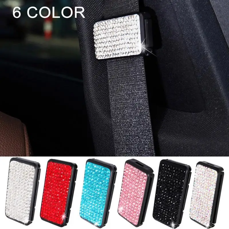 Universal 6 Colors Diamond Car Seat Belt Clip Adjustable Seat Belt