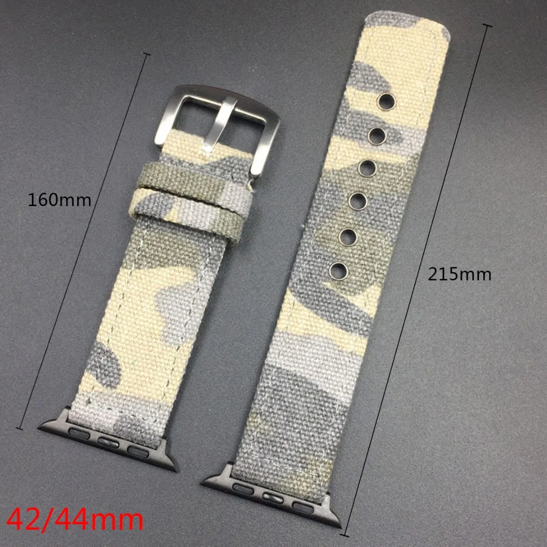 Camouflage Woven Nylon Canvas Replacement Sport Band For Apple Watch 38mm 42mm Wrist Bracelet Strap For iWatch 40mm 44mm
