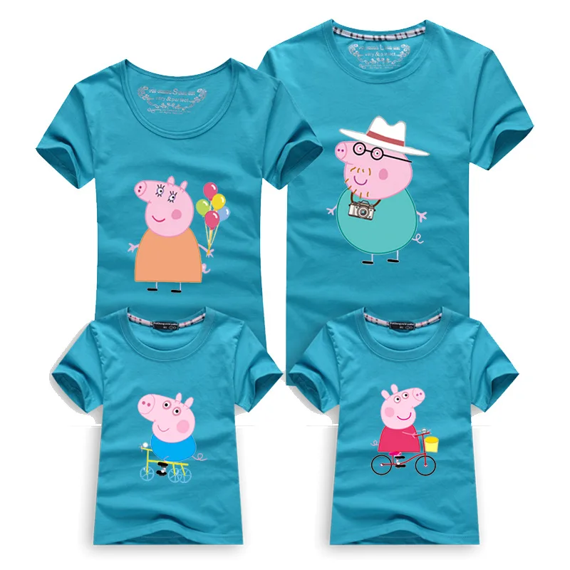 

T-shirt Parent-Child Cartoon Printed Pattern Pure Plain T-shirt Lovely Leisure Basic T-shirt Summer Interesting Shirt Parent-Chi