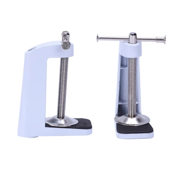 

2 Pieces Metal Adjustable Arm Desk Clamp Table Lamp Clip Holder Stand Reliable Way To Secure One Of Lamps To Any Desk -White
