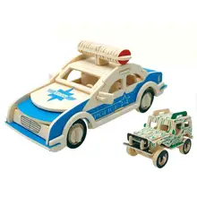 Детские классические 3D деревянные полицейские машины и джипы, пазлы, игрушки, детские дорожные инструменты, деревянные развивающие игрушки-головоломки/подарок