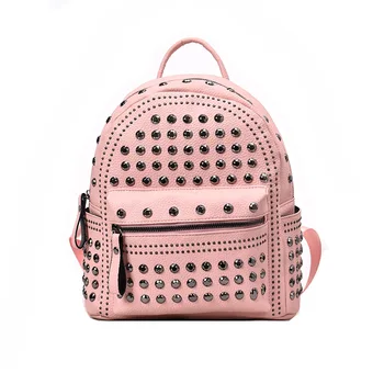 

Fashion rivet leather school bag girl backpack women shoulder bag school ladies fashion small backpack women