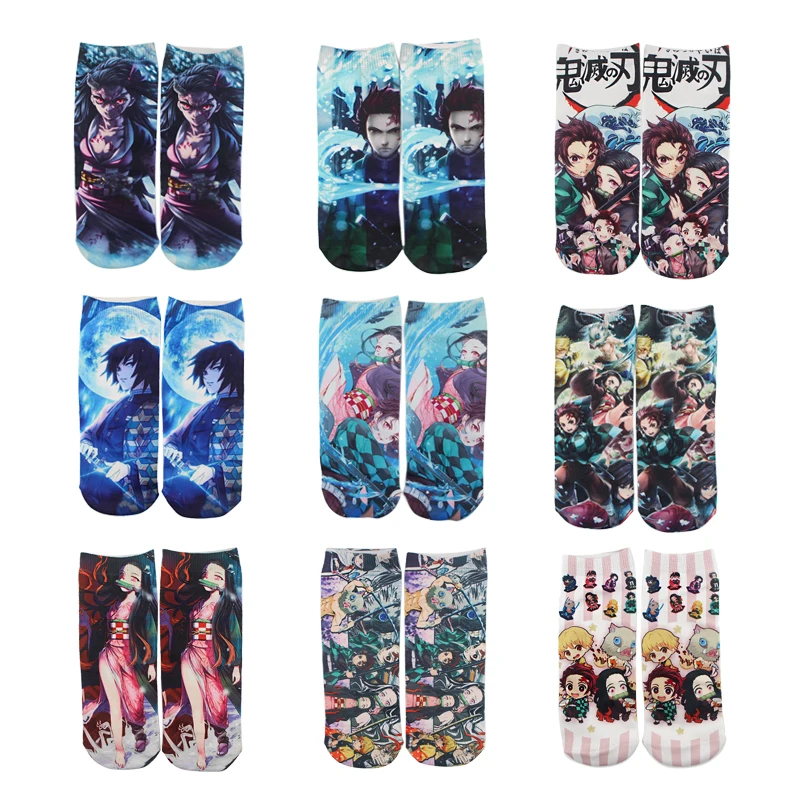 

ZF1868 1pair Anime Series Demon Slayer New Leisure Motion Short Sock Chaussettes Breathable Comfortable Unisex Short Sock