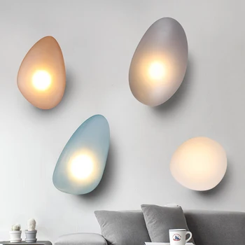 

Nordic LED Wall Lamps Living Room Designer Lamp Modern Glass Pebble Wall Light Bedroom Decoration Lighting Stair Light