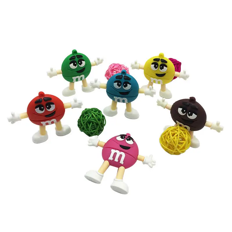 Милый мультфильм M& M beans USB флеш-накопитель 8 ГБ usb 2,0 флеш-накопитель 16 Гб Флешка 4 ГБ 32 ГБ 64 Гб 128 ГБ шоколадная Фасоль usb карта памяти