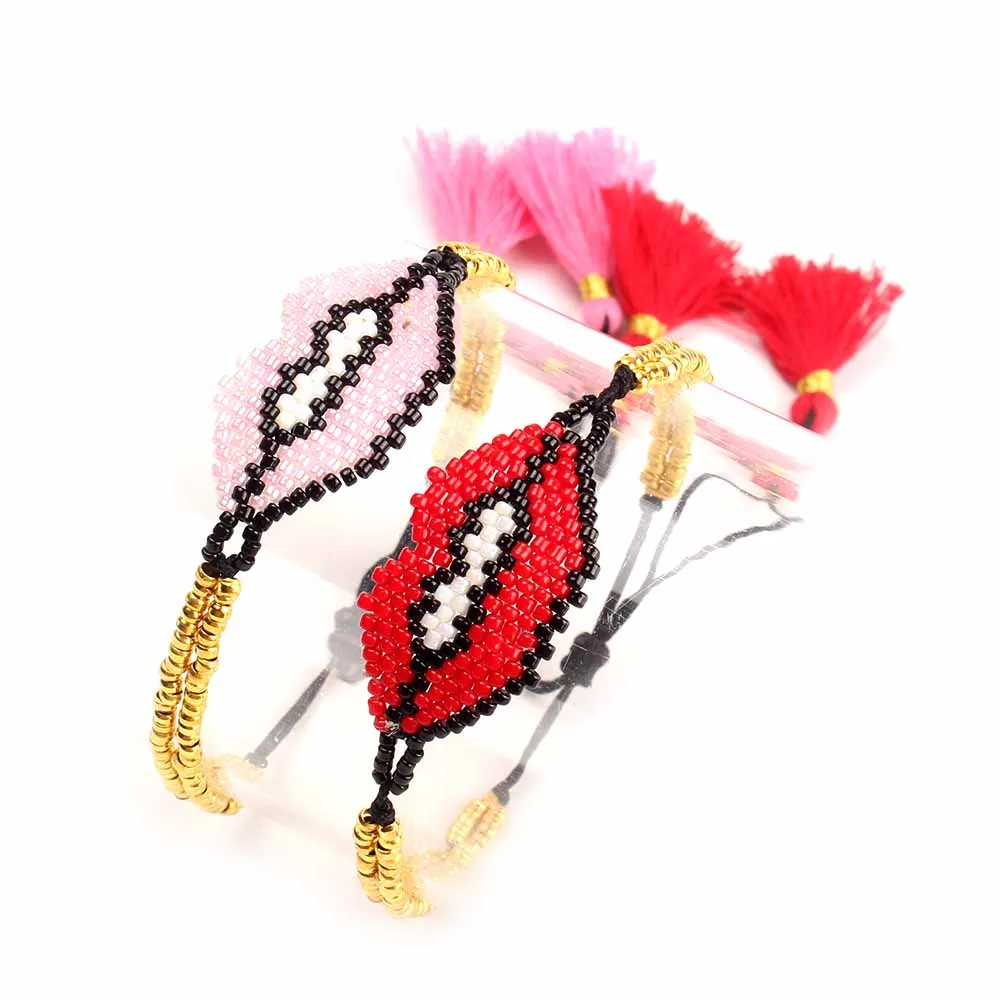 Shinus браслет для женщин MIYUKI браслеты Мехико ювелирные изделия красные губы Pulseras Mujer Bileklik ручной работы Тканые Joyeria повязки