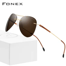 Мужские солнцезащитные очки без оправы из титанового сплава TR90,, ультралегкие солнцезащитные очки без винтов, женские авиаторы, поляризационные солнцезащитные очки для мужчин