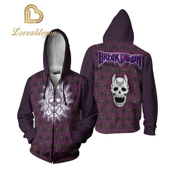 

New Anime JoJo Bizarre Adventure Kira Yoshikage Killer Cosplay Costumes Hoodies Hooded Zipper Sweatshirt Jacket Coat Sportswear