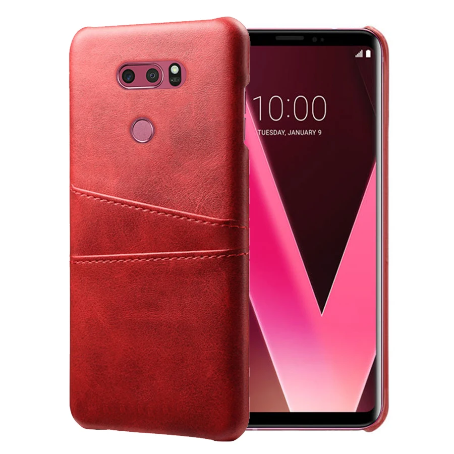 Кожаные держатели для телефонов SCK для телефонов LG V10 V20 V30 V40 ThinQ чехол для телефона - Цвет: Красный